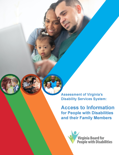Portada de la evaluación del acceso a la información de las personas con discapacidad y sus familiares, en la que aparecen los padres con sus hijos mirando el portátil.