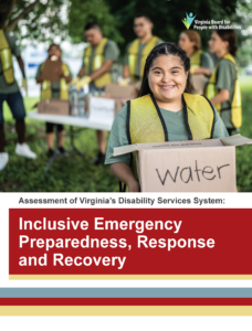 Portada de la Evaluación Inclusiva de Preparación, Respuesta y Recuperación ante Emergencias, protagonizada por una joven con discapacidad como voluntaria.